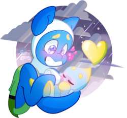 Size: 1024x958 | Tagged: safe, artist:isaacs-collar, oc, oc:finn the pony, chao, pony, adventure time, baby bottle, crossover, finn the human, male, ponified, rain, simple background, sonic the hedgehog, sonic the hedgehog (series), stormcloud, transparent background