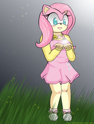 Size: 1288x1688 | Tagged: safe, artist:chilichanfin, fluttershy, anthro, plantigrade anthro, g4, female, male, ms paint, paint.net, solo, sonic the hedgehog, sonic the hedgehog (series), sonicified