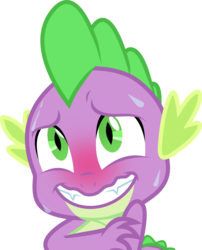 Size: 983x1216 | Tagged: safe, artist:frownfactory, spike, dragon, g4, triple threat, .svg available, blushing, green eyes, male, reaction image, simple background, solo, svg, sweat, sweating profusely, transparent background, vector