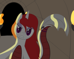Size: 1000x800 | Tagged: safe, artist:mightyshockwave, oc, oc only, oc:ruby scales, lamia, original species, snake pony, angry, eyeshadow, makeup, rattledagger, solo