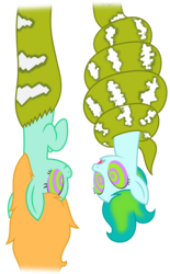 Size: 1800x2907 | Tagged: safe, artist:sny-por, oc, oc only, oc:delphina depths, oc:sandra scales, lamia, original species, pony, coils, commission, female, hanging, hypnosis, hypnotized, upside down