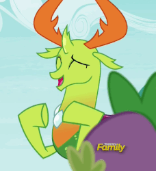 Size: 411x451 | Tagged: safe, screencap, spike, thorax, changedling, changeling, dragon, g4, triple threat, animated, clapping, cute, gif, king thorax, thorabetes
