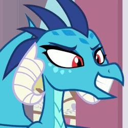 Size: 720x720 | Tagged: safe, edit, edited screencap, screencap, princess ember, dragon, g4, triple threat, animated, attack eyebrows, eyebrow wiggle, eyebrows, female, gif, implying, out of context, raised eyebrow, reaction image, smiling, solo, zoomed in