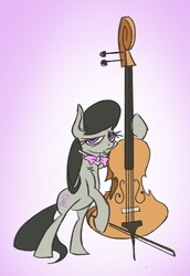 Size: 593x861 | Tagged: safe, artist:plunger, octavia melody, earth pony, pony, g4, 4chan, bowtie, cello, drawthread, female, mare, musical instrument, octavia is not amused, ren and stimpy, solo, style emulation, unamused
