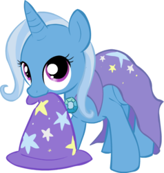 Size: 495x519 | Tagged: artist needed, source needed, safe, trixie, pony, unicorn, g4, cape, clothes, cute, diatrixes, female, hat, mare, mouth hold, nom, simple background, solo, transparent background, trixie's cape, trixie's hat, vector