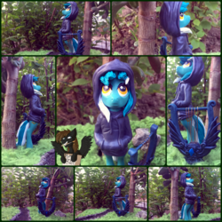 Size: 5000x5000 | Tagged: safe, artist:hampony, lyra heartstrings, pony, unicorn, fanfic:background pony, g4, absurd resolution, bipedal, clothes, craft, figure, handmade, irl, lyre, musical instrument, photo, sculpture, solo, traditional art, tree