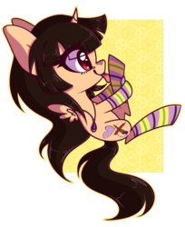 Size: 772x944 | Tagged: safe, artist:naattheart, oc, oc only, oc:spring beauty, alicorn, pony, alicorn oc, clothes, commission, licking, socks, solo, striped socks, tongue out, ych result