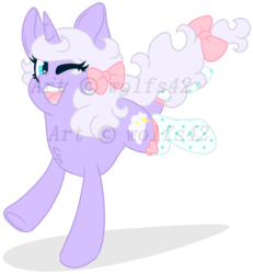 Size: 722x782 | Tagged: safe, artist:wolfs42, oc, oc only, pony, unicorn, cute, female, one eye closed, pastel, simple background, transparent background, watermark, wink
