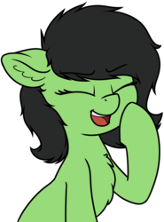 Size: 1542x2084 | Tagged: safe, artist:smoldix, oc, oc only, oc:filly anon, earth pony, pony, chest fluff, female, filly, laughing, simple background, solo, transparent background
