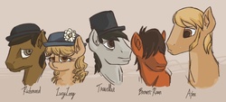 Size: 1138x514 | Tagged: safe, artist:plunger, pony, ajax (horse), brown-roan, bust, history, lucy long, ponified, richmond (horse), traveller, warpone