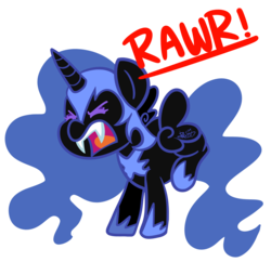 Size: 2910x2819 | Tagged: safe, artist:befishproductions, nightmare moon, alicorn, pony, g4, angry, chibi, female, filly, high res, nightmare woon, rawr, signature, simple background, solo, transparent background