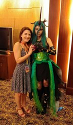 Size: 701x1199 | Tagged: safe, queen chrysalis, human, g4, canton cn bronycon, china ponycon, clothes, cosplay, costume, high heels, irl, irl human, kelly sheridan, photo, shoes, voice actor