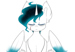Size: 2065x1440 | Tagged: safe, artist:despotshy, oc, oc only, oc:gitara, alicorn, pony, alicorn oc, colored wings, eyes closed, female, mare, multicolored wings, scar, simple background, solo, transparent background