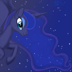 Size: 1500x1500 | Tagged: safe, artist:kelseyleah, princess luna, pony, g4, female, night, solo