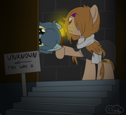 Size: 2290x2100 | Tagged: safe, artist:cloudy95, oc, oc only, oc:james, pony, atg 2017, high res, male, newbie artist training grounds, stairs, stallion, torch