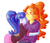 Size: 1872x1611 | Tagged: safe, artist:amazingpuffhair, adagio dazzle, sonata dusk, equestria girls, g4, my little pony equestria girls: rainbow rocks, :t, blushing, clothes, cute, eyes closed, featured image, female, hug, lesbian, lidded eyes, ship:sonagio, shipping, siblings, simple background, sisters, smiling, sonatabetes, sweater, white background