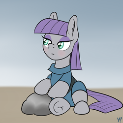 Size: 2000x2000 | Tagged: safe, artist:yakoshi, maud pie, earth pony, pony, g4, blushing, female, high res, mare, newbie artist training grounds, sitting, solo, underhoof