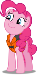 Size: 3000x5981 | Tagged: safe, artist:dashiesparkle, pinkie pie, earth pony, pony, g4, pinkie apple pie, .svg available, female, lifejacket, mare, simple background, smiling, solo, transparent background, vector