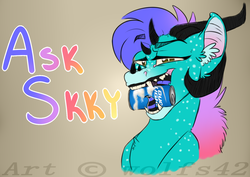 Size: 1390x984 | Tagged: safe, artist:wolfs42, oc, oc only, oc:skky, pony, alcohol, ask, tumblr