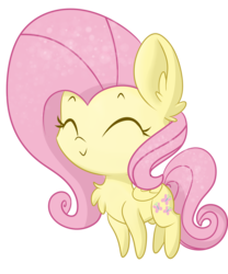 Size: 5000x6000 | Tagged: safe, artist:meowmavi, fluttershy, pegasus, pony, g4, absurd resolution, chest fluff, chibi, cute, ear fluff, eyes closed, female, folded wings, mare, shyabetes, simple background, smiling, solo, standing, transparent background, wings