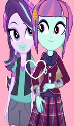 Size: 282x475 | Tagged: safe, artist:24-1, edit, starlight glimmer, sunny flare, equestria girls, g4, 1000 hours in ms paint, bad edit, female, lesbian, ms paint, shipping, starliflare