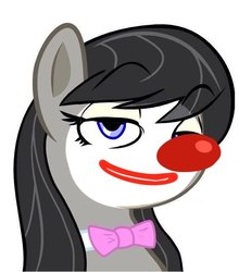 Size: 567x645 | Tagged: safe, artist:haetran, artist:reiduran, edit, octavia melody, earth pony, pony, g4, bust, clown, clown makeup, clown nose, female, makeup, mare, portrait, reaction image, red nose, simple background, smug, solo, vector