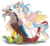 Size: 1280x1168 | Tagged: safe, artist:stepandy, discord, princess celestia, alicorn, draconequus, pony, g4, :p, blushing, cloven hooves, colored wings, colored wingtips, female, floral head wreath, flower, flower in hair, male, mare, one eye closed, patreon, patreon logo, ship:dislestia, shipping, signature, sitting, spread wings, straight, tongue out, unshorn fetlocks, wings, wink