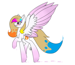 Size: 1244x1072 | Tagged: safe, artist:inspiredpixels, oc, oc only, oc:spring splat, pegasus, pony, colored wings, female, mare, multicolored wings, raised hoof, simple background, solo, transparent background