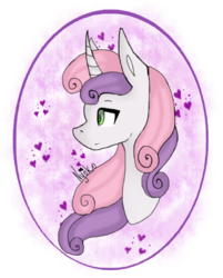 Size: 467x582 | Tagged: safe, artist:nyokoart, sweetie belle, pony, unicorn, g4, female, heart, solo