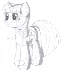 Size: 1232x1406 | Tagged: safe, artist:aafh, twilight sparkle, pony, unicorn, g4, female, monochrome, solo, traditional art