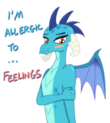 Size: 1693x1897 | Tagged: safe, artist:banquo0, princess ember, dragon, g4, triple threat, :t, blushing, female, lidded eyes, looking at you, scrunchy face, simple background, solo, spread wings, transparent background, tsundember, tsundere, wavy mouth, wings