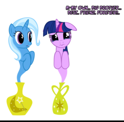 Size: 657x646 | Tagged: safe, artist:navitaserussirus, trixie, twilight sparkle, genie, pony, asktwixiegenies, g4, cropped, crying, female, floppy ears, lesbian, ship:twixie, shipping, simple background, transparent background