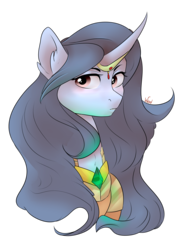 Size: 2893x4092 | Tagged: safe, artist:worldlofldreams, oc, oc only, pony, unicorn, armor, curved horn, flower, horn, jewelry, peytral, simple background, solo, transparent background