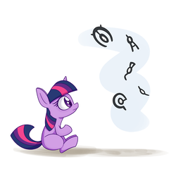 Size: 1200x1200 | Tagged: safe, artist:heir-of-rick, twilight sparkle, pony, unown, g4, atg 2017, crossover, equestria daily exclusive, female, filly, filly twilight sparkle, newbie artist training grounds, pokémon, simple background, solo, younger