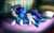 Size: 2700x1700 | Tagged: safe, artist:elmutanto, oc, oc only, oc:delly, oc:graceful motion, pegasus, pony, unicorn, bed, cuddling, cute, duo, eyes closed, female, grin, hug, mare, on bed, prone, shadow, smiling, winghug