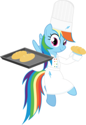 Size: 7997x11546 | Tagged: safe, artist:livehotsun, rainbow dash, pegasus, pony, g4, absurd resolution, bread, chef, chef's hat, female, food, hat, mare, simple background, solo, transparent background, vector