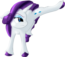 Size: 993x878 | Tagged: safe, artist:hywther, rarity, pony, g4, atg 2017, female, flexible, kicking, looking back, newbie artist training grounds, simple background, solo, white background