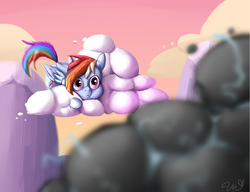 Size: 1300x1000 | Tagged: safe, artist:passigcamel, rainbow dash, pegasus, pony, g4, cloud, female, mare, sky, stormcloud