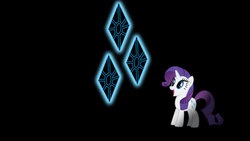 Size: 900x506 | Tagged: safe, artist:alexram1313, rarity, pony, unicorn, g4, black background, cutie mark, female, glowing, happy, looking up, simple background, smiling, solo, wallpaper