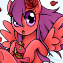 Size: 128x128 | Tagged: dead source, safe, artist:bakaishere, derpibooru exclusive, big macintosh, oc, oc only, oc:berry sweet, pegasus, pony, g4, female, hair over one eye, hoof hold, looking at you, mare, picture for breezies, plushie, simple background, solo, white background