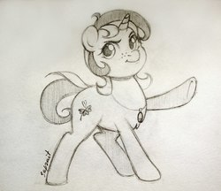 Size: 1546x1336 | Tagged: safe, artist:sapraitlond, oc, oc only, pony, unicorn, freckles, jewelry, monochrome, necklace, solo, traditional art