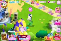 Size: 960x640 | Tagged: safe, gameloft, bon bon, queen chrysalis, sweetie drops, earth pony, pony, g4, my little pony: magic princess, game screencap, gangnam style