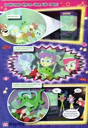 Size: 1105x1600 | Tagged: safe, apple bloom, gummy, scootaloo, sweetie belle, equestria girls, g4, my little pony equestria girls: summertime shorts, the canterlot movie club, claw machine, comic, cutie mark crusaders, daring do costume, game, plushie