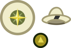 Size: 1745x1180 | Tagged: safe, artist:cheezedoodle96, g4, stranger than fan fiction, .svg available, badge, compass rose, daring do costume, hat, no pony, pith helmet, simple background, svg, transparent background, vector