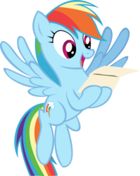 Size: 7941x10000 | Tagged: safe, artist:datbrass, rainbow dash, pegasus, pony, g4, wonderbolts academy, absurd resolution, female, happy, letter, open mouth, simple background, smiling, solo, transparent background, vector