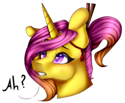 Size: 847x701 | Tagged: safe, artist:symphstudio, oc, oc only, oc:katana bloom, pony, unicorn, bust, female, mare, portrait, simple background, solo, transparent background