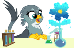 Size: 9190x5950 | Tagged: safe, artist:punzil504, gabby, griffon, g4, absurd resolution, chemistry, cute, female, newbie artist training grounds, potion, simple background, smiling, solo, transparent background, vector