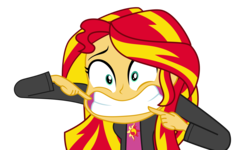 Size: 6800x4081 | Tagged: safe, artist:keronianniroro, sunset shimmer, epic fails (equestria girls), eqg summertime shorts, equestria girls, g4, absurd resolution, clothes, faic, female, jacket, leather jacket, shirt, simple background, solo, sunset shimmer is best facemaker, transparent background, vector