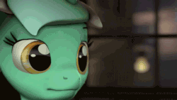 Size: 700x394 | Tagged: safe, artist:yume3413, lyra heartstrings, pony, g4, 3d, animated, blurry background, female, gif, meme, ponified meme, source filmmaker, surprised
