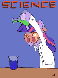 Size: 648x864 | Tagged: safe, artist:docwario, twilight sparkle, alicorn, pony, g4, animated, atg 2017, beaker, chemistry, clothes, erlenmeyer flask, female, gif, goggles, hoof hold, lab coat, looking at something, mare, newbie artist training grounds, science, solo, titration, twilight sparkle (alicorn)